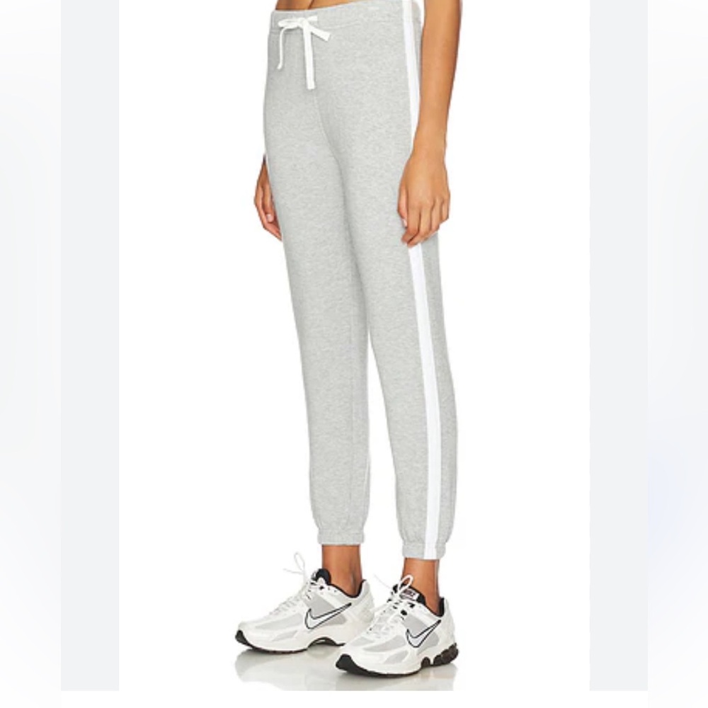SPLITS59 NWT CONTRAST STRIPED SONIA‎ SWEATPANTS HEATHER GREY& WHITE PREP PREPPY